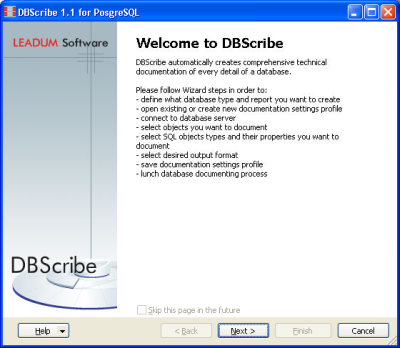 DBScribe for PostgreSQL screen shot